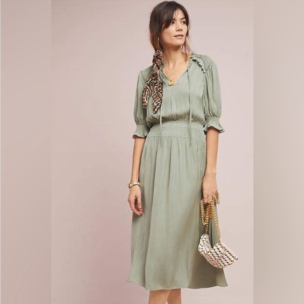 Anthropologie Current Air Sage Green Midi Dress - Picture 13 of 13
